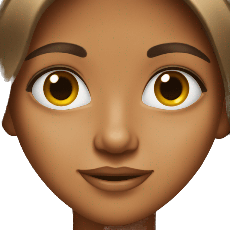 tanned girl with brown eyes and big nose emoji