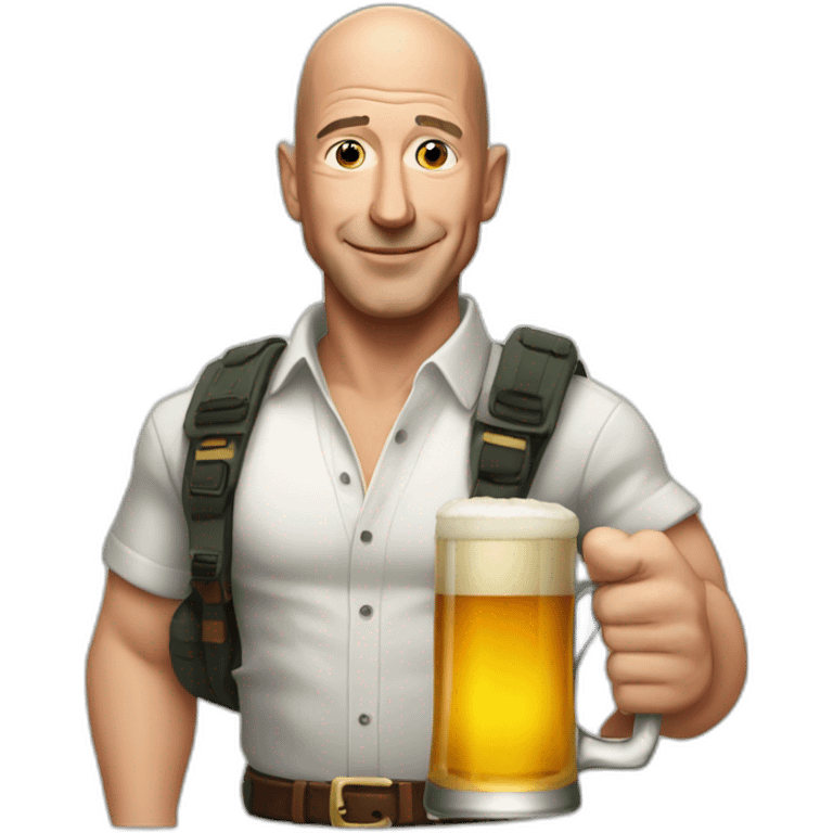 Jeff bezos with a beer emoji