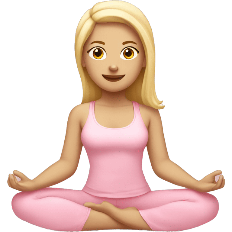 blonde yoga girl light pink clothes n emoji