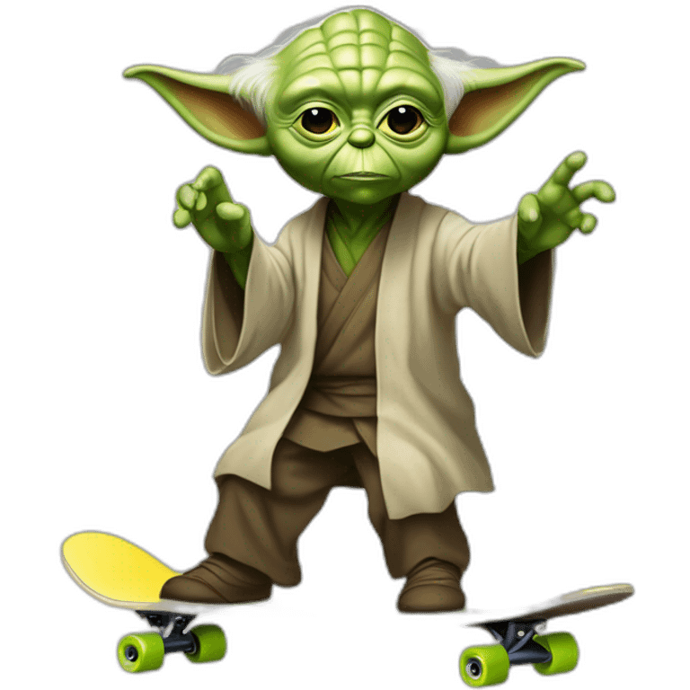 Maitre yoda qui fais du skateboard emoji