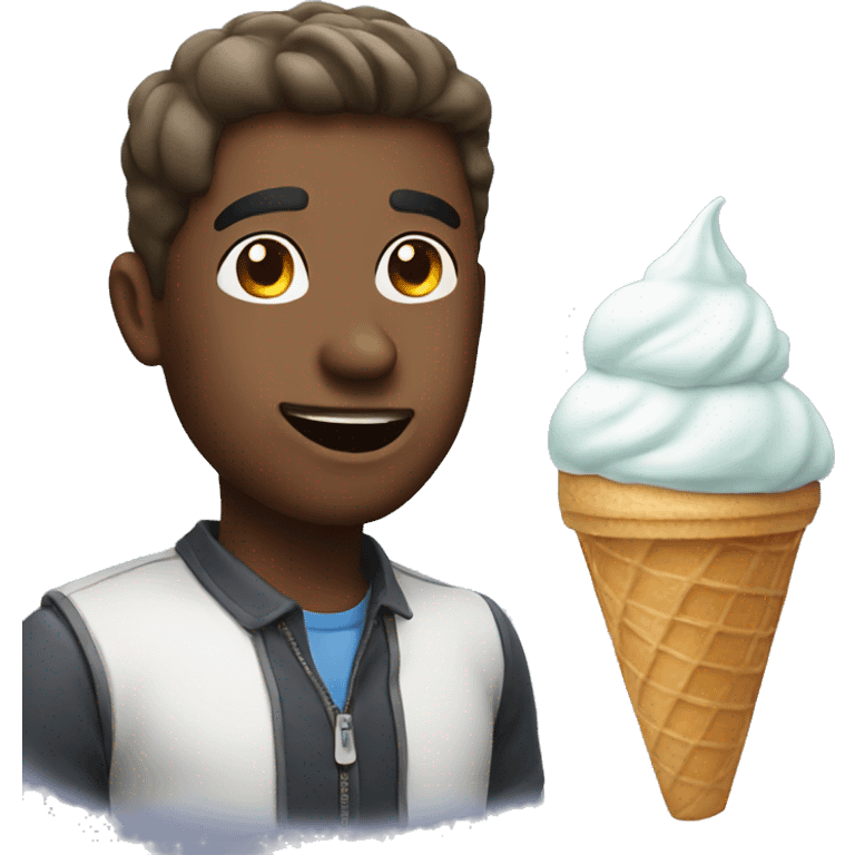 A man with ice cream emoji