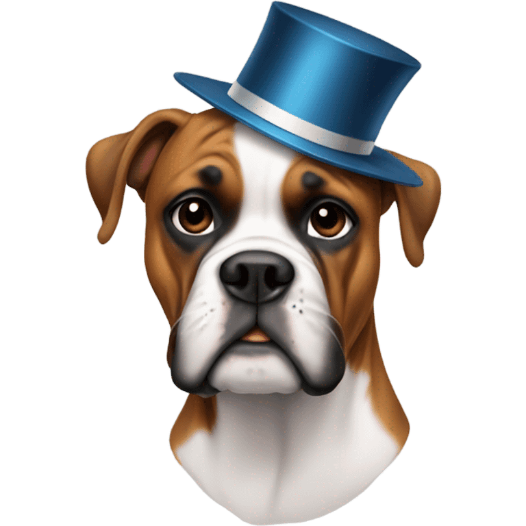 Boxer dog in a new years hat emoji