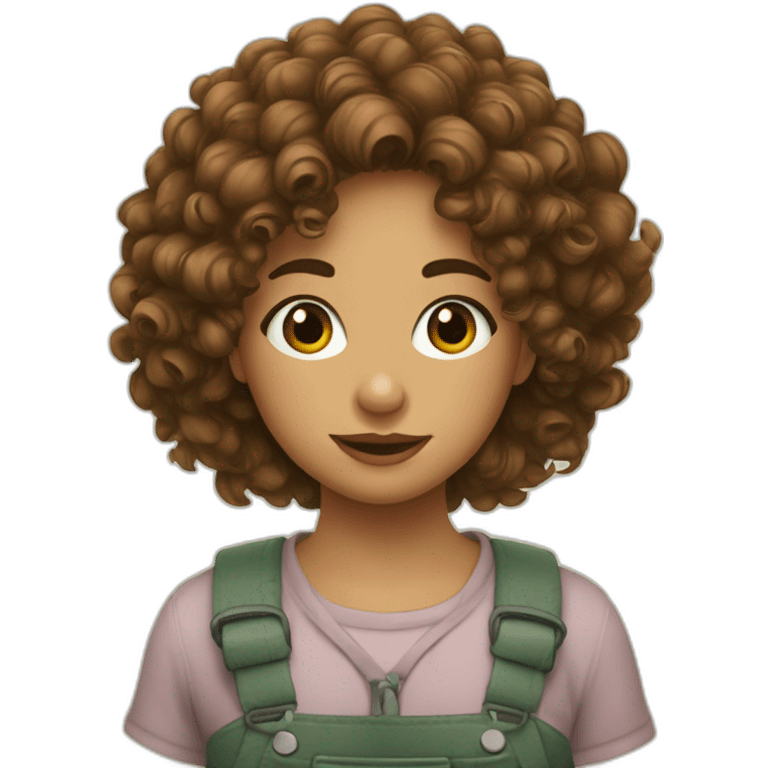 fille aux yeux verts et cheveux bouclés bruns emoji