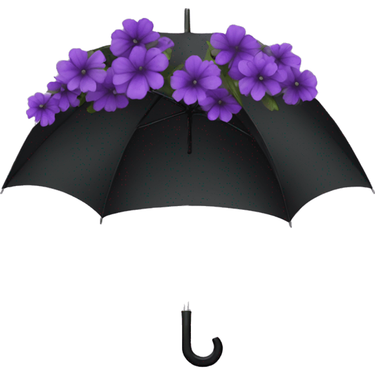 Black umbrella with purple flowers emoji