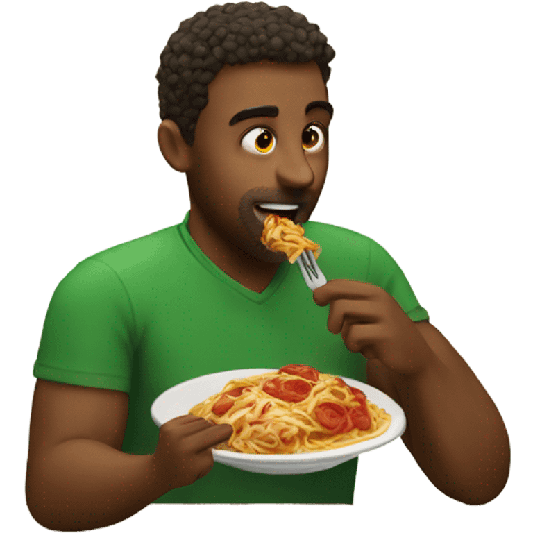 Corey eating Italian food emoji