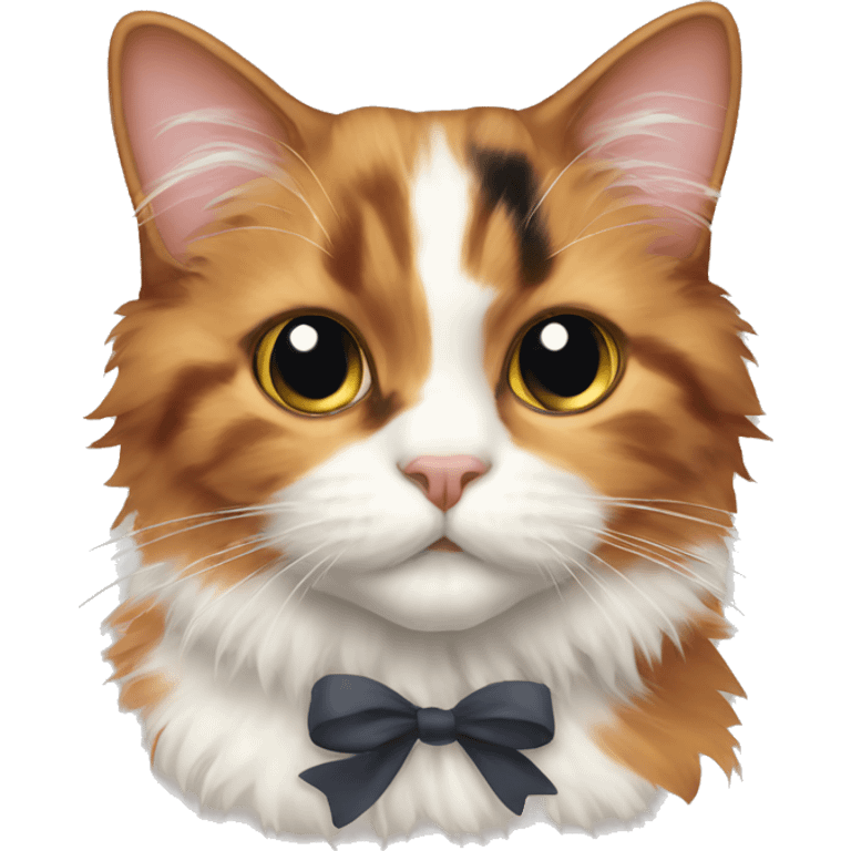 calico cat fluffy with a bow emoji