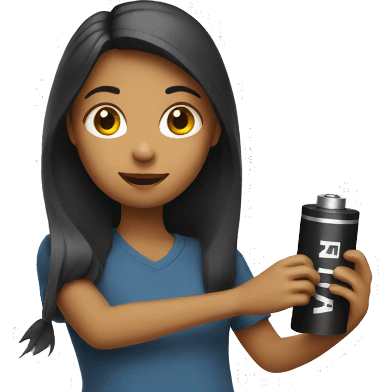 girl holding a battery emoji