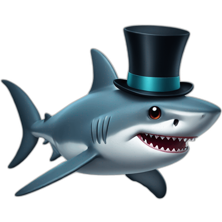 Shark with a top hat emoji