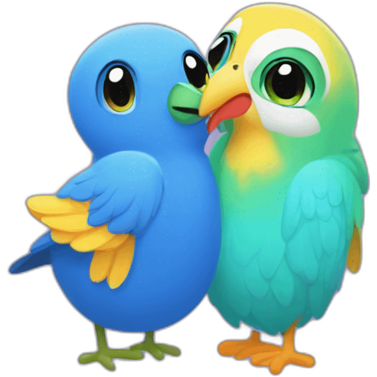 Duolingo bird and Dua Lipa hugging emoji