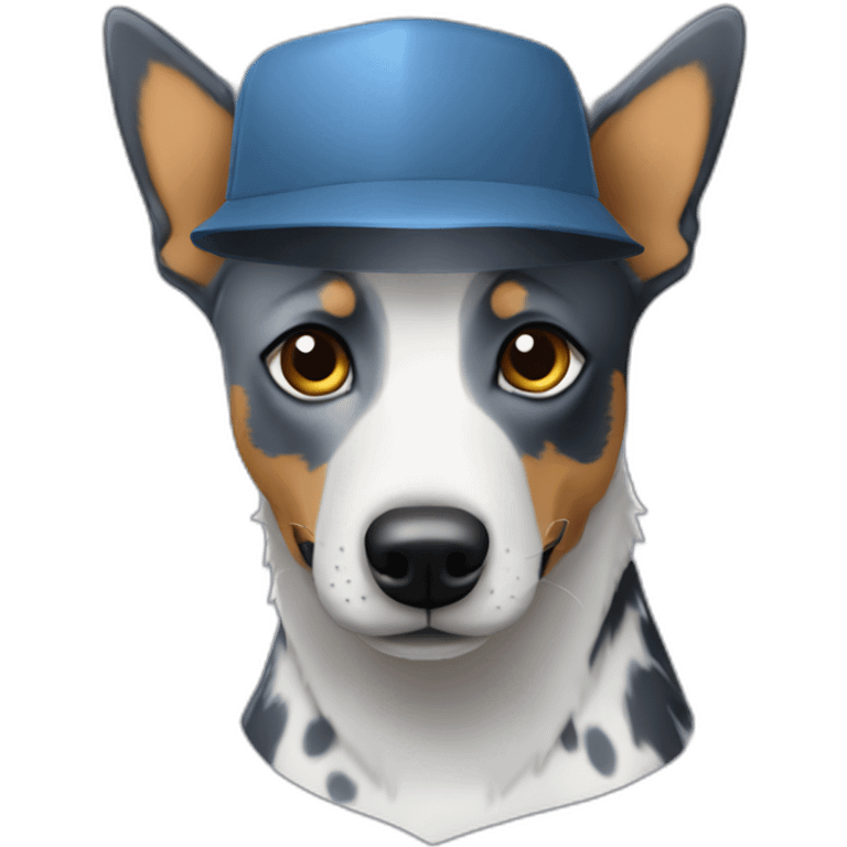 Blue heeler catle dog whif cap emoji