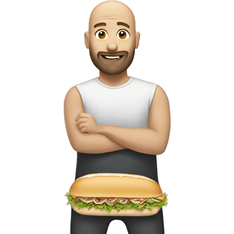 Bald guy with beard eating a sub emoji