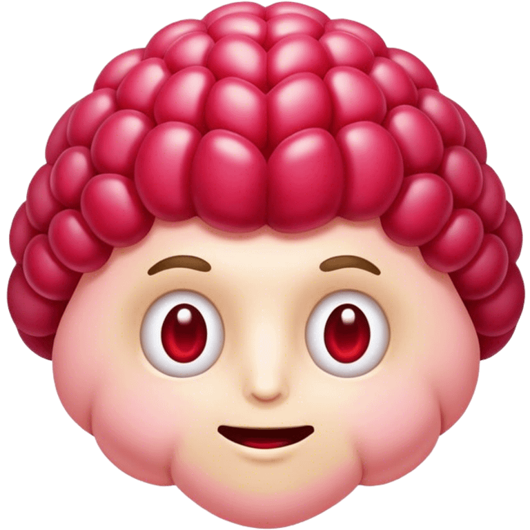 A friendly raspberry brain, realistc emoji