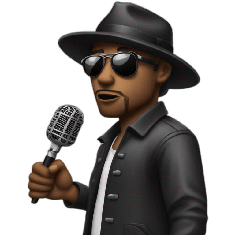 A gangster music artist with holding a mic emoji