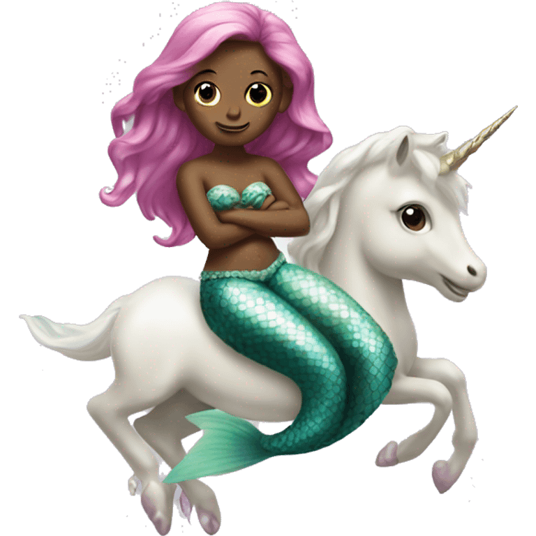 small mermaid on a pearl unicorn  emoji