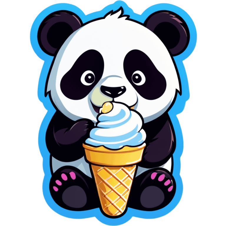 Panda eating ice cream emoji