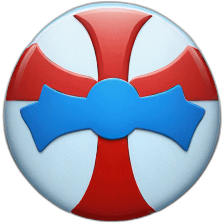 badge half lower red and half upper blue with a white cross in the middle emoji