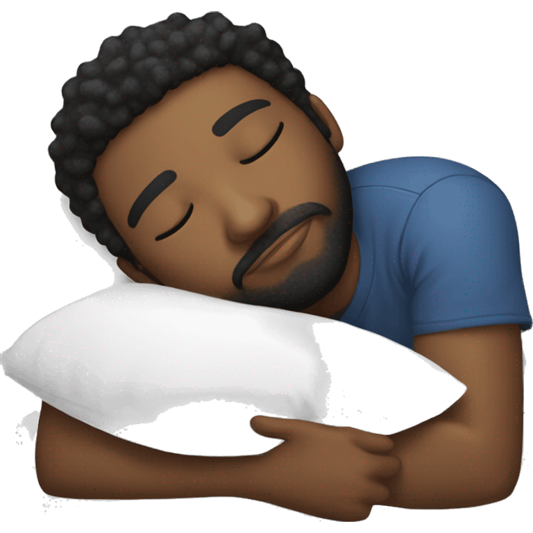 Very attractive black younger man with beard  sleeping on worlds most plush and nice white pillow on his side emoji