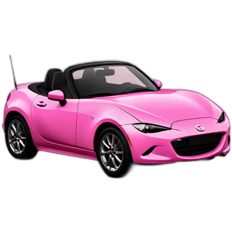 Hello kitty driving a pink mazda mx5 na emoji