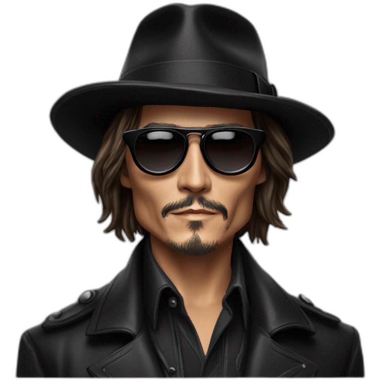 johnny-depp in black hat and dark glasses emoji