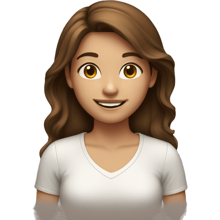 smiling girl with brown hair emoji