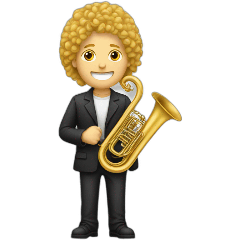 Long-curly-blondehair-male-with-tuba-player emoji