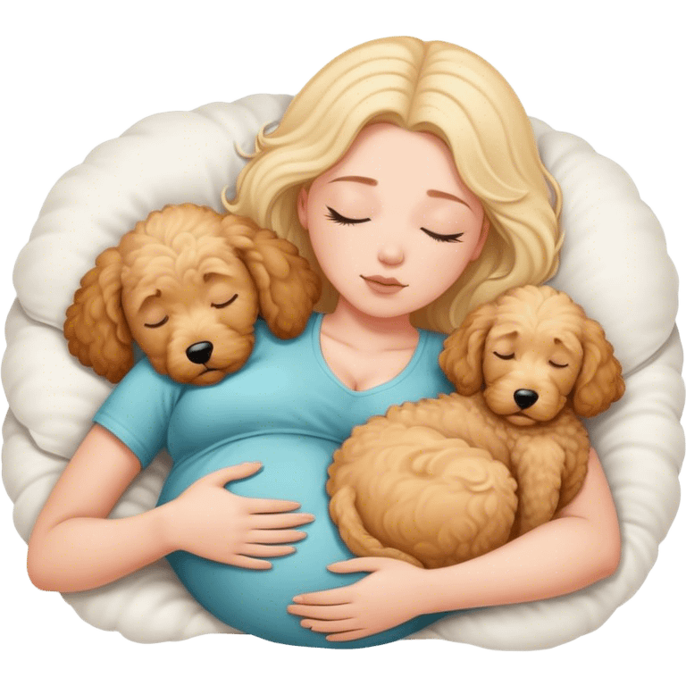 Pregnant pale white girl sleeping with goldendoodle emoji