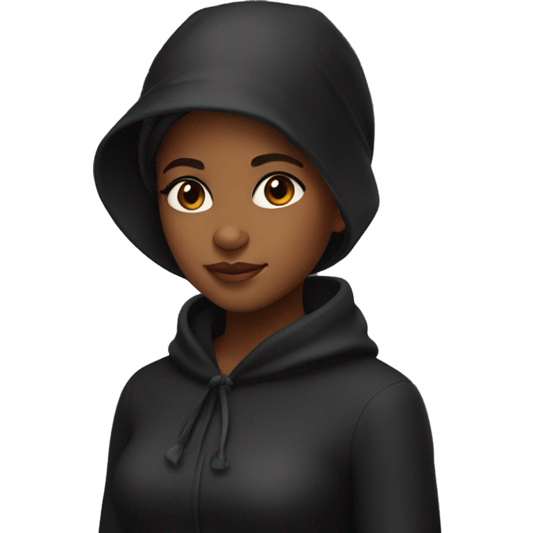 Brown skin girl wearing black bonnet emoji