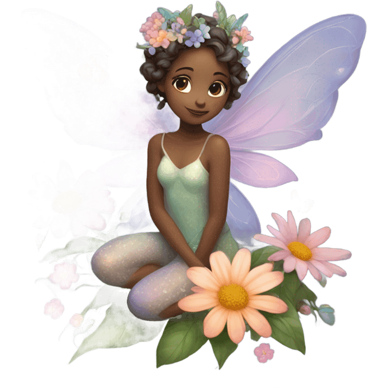 Watercolor flying fairy floral feminine ￼ emoji