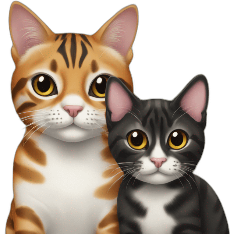 two-cats-bengal-and-small-cat-black-together emoji