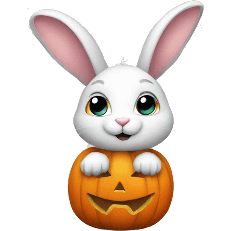 Bunny in pumpkin emoji