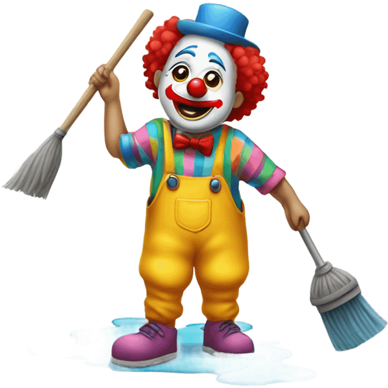 Clown mopping a floor  emoji