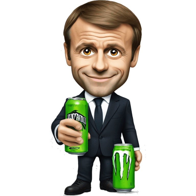 emmanuel macron drinking monster energy emoji