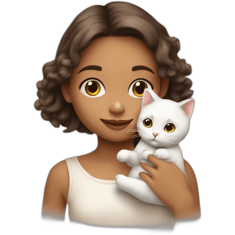 Une petite fille avec un chaton emoji