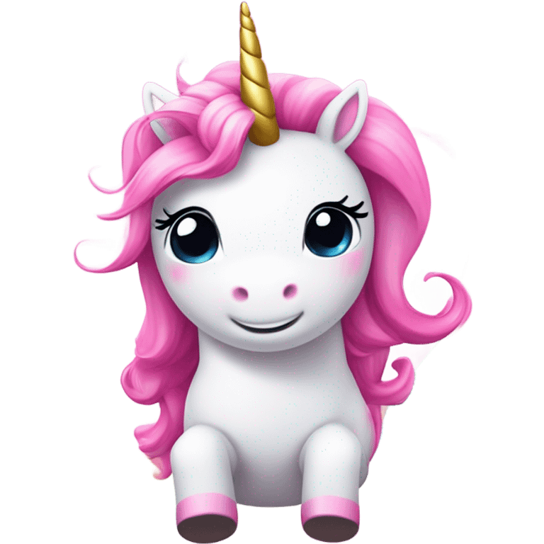 make me an emoji of a pink kawaii unicorn riding on a rainbow emoji