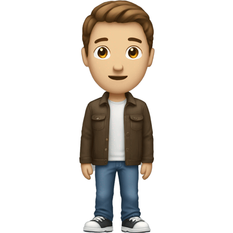 Guy with brown hair standing emoji