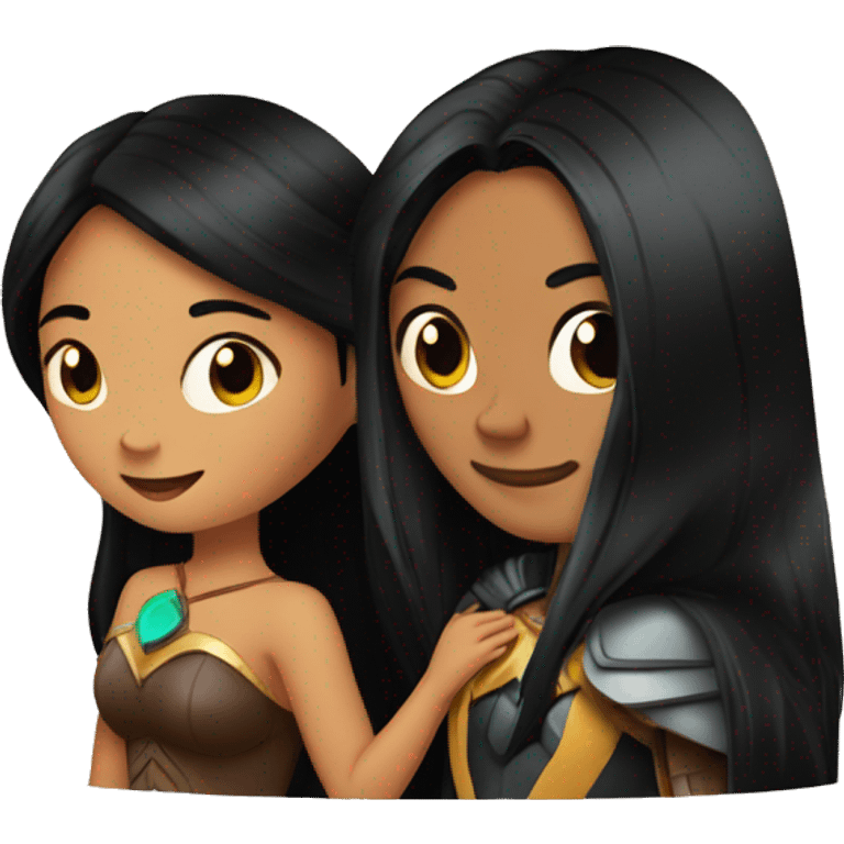 Batman and Pocahontas who love each other emoji