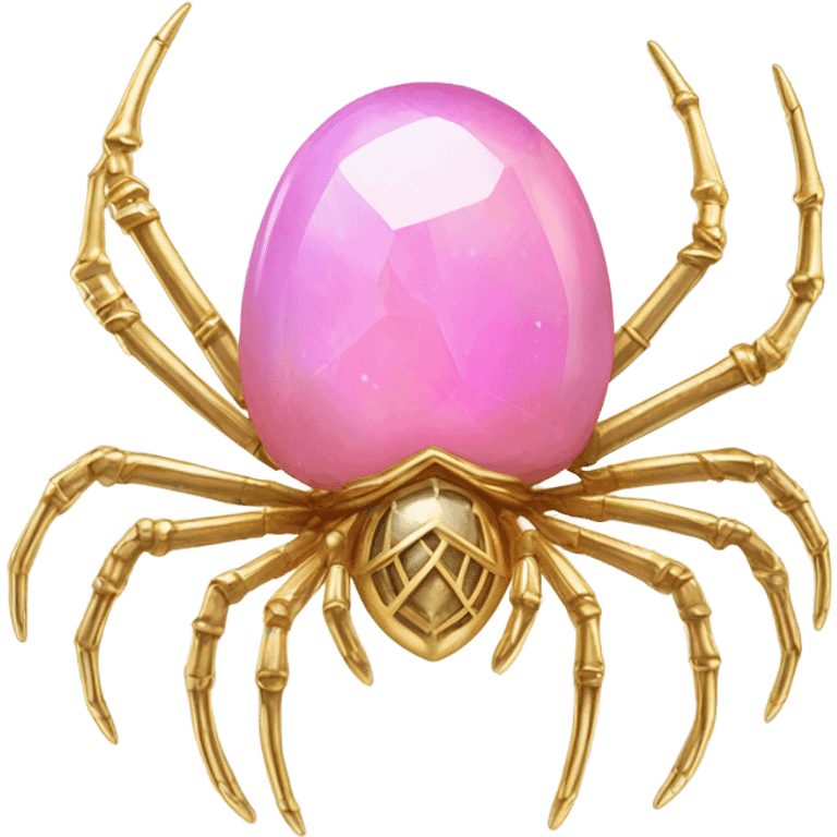 Hot pink Opal crystal spider gold limbs emoji