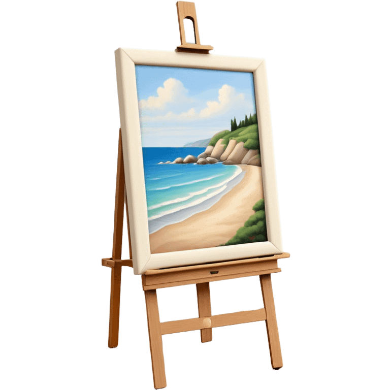 Cinematic Realistic image of a pristine canvas mounted on a sturdy wooden easel, with the canvas’ smooth surface and the easel’s detailed grain rendered in soft natural light, evoking a quiet moment of creative anticipation emoji