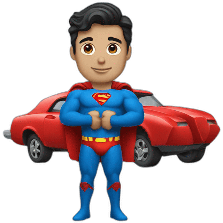 Superman holding a car emoji