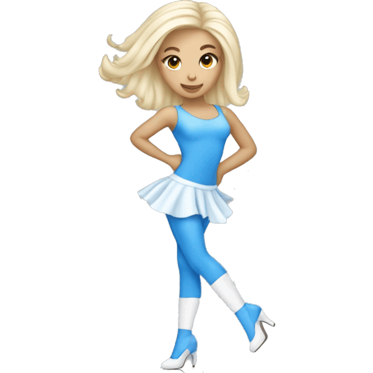 white Heels dancer girl wearing blue emoji