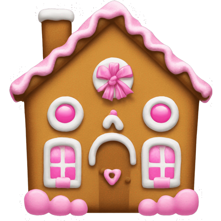 Gingerbread house with a pink bow  emoji