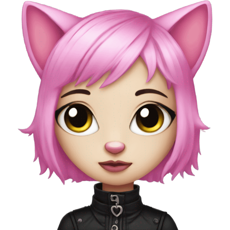 Pink goth kitty  emoji