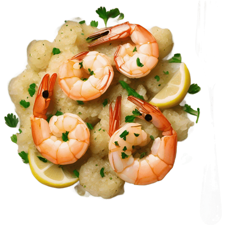 Sheet Pan Garlic Butter Shrimp in a plate emoji