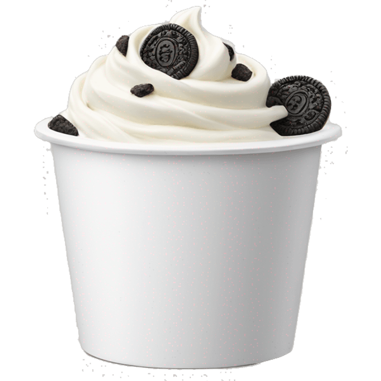 Vanilla mixed with Oreo chunks frozen yogurt in a white cup emoji