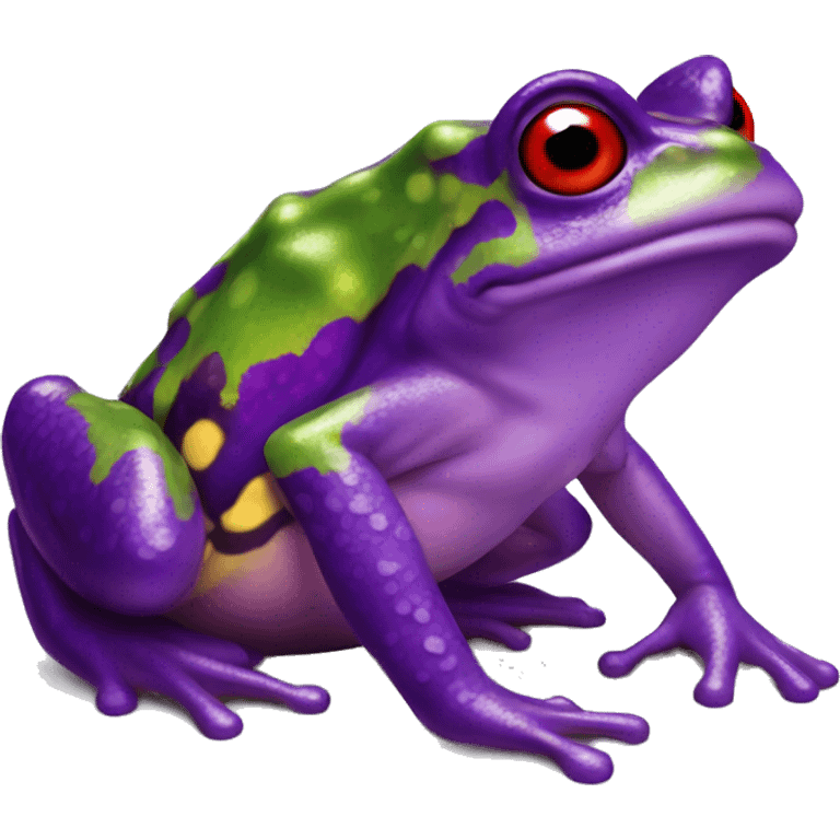 Purple horned frog squirting red paint out of its eyes emoji