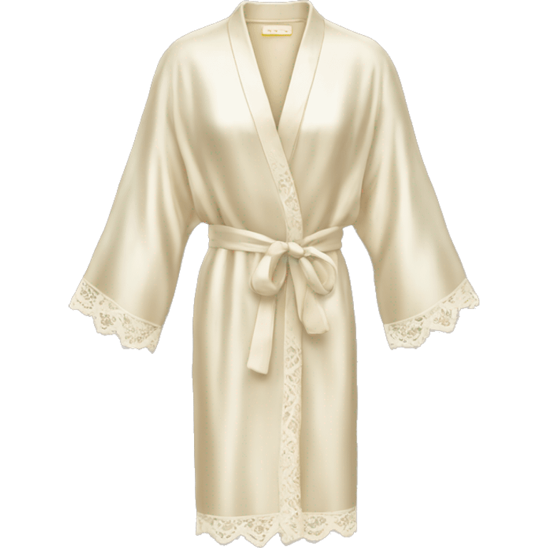 Cream silk lace robe emoji