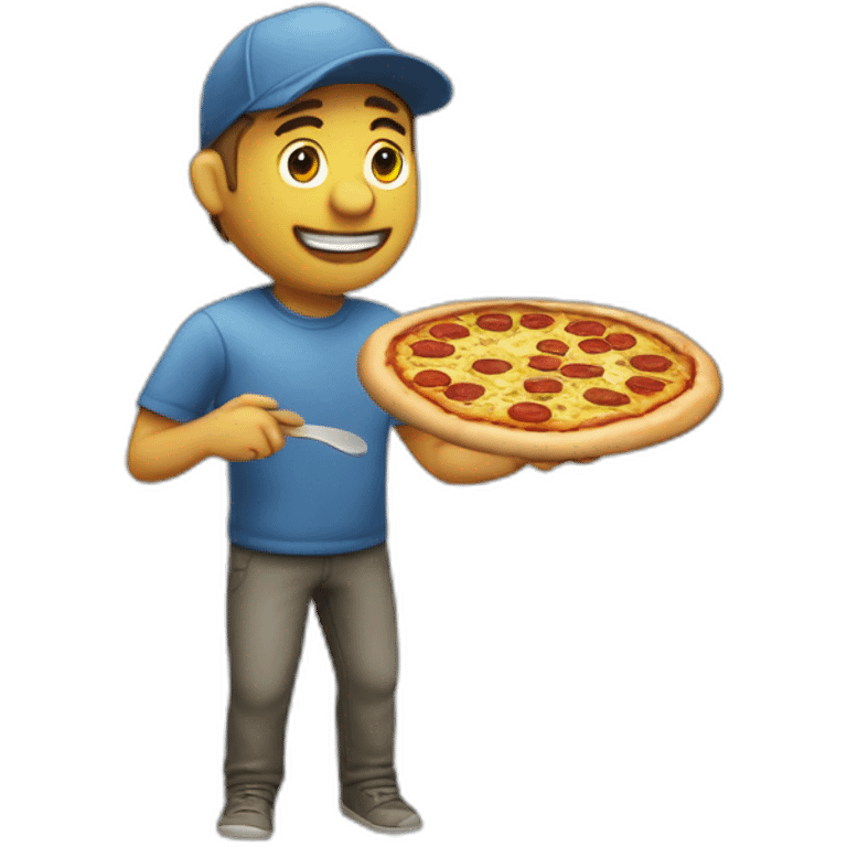 Clément mange un pizza emoji