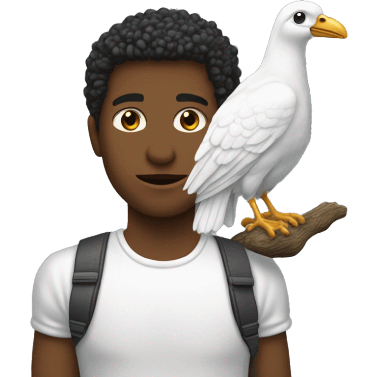 Personne blanche qui tien une pelle devant un oiseau emoji