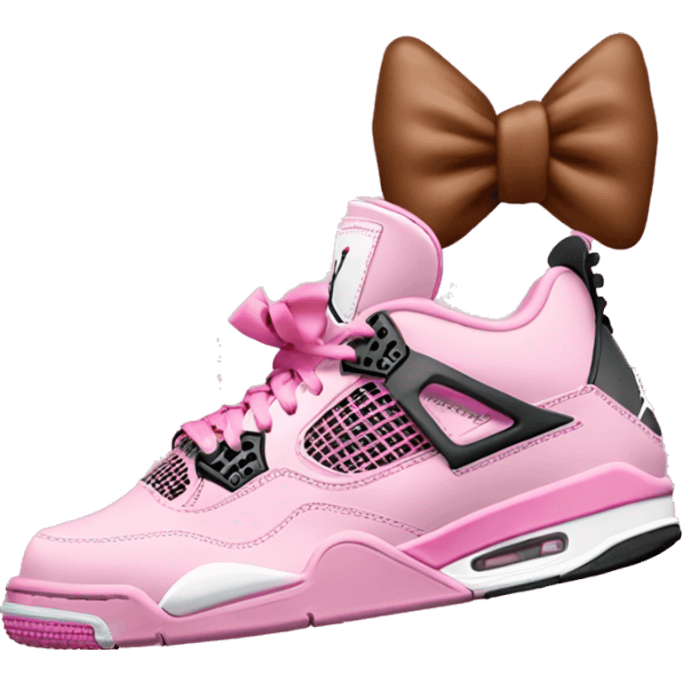 Jordan 4 pink with small pink bow on the back  emoji