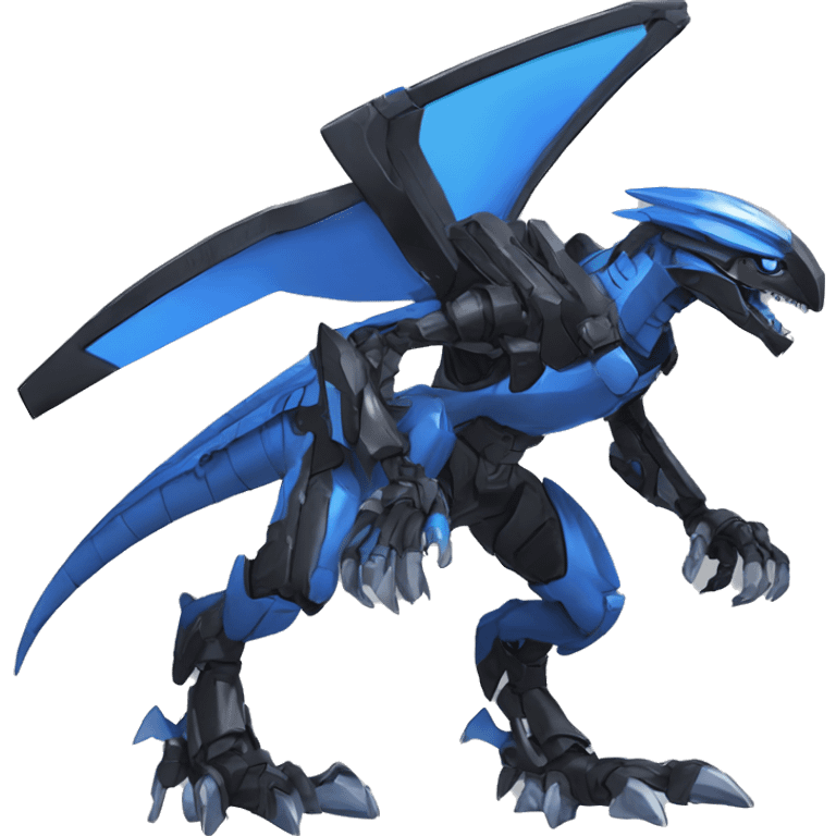  Cool Edgy Futuristic Black Blue Digimon-Fakemon-Raptor-Dragon-Mecha full body emoji